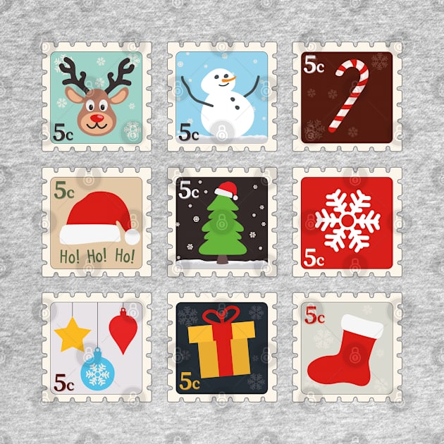 Christmas Stamps | Gift Ideas | Cute Design by Fluffy-Vectors